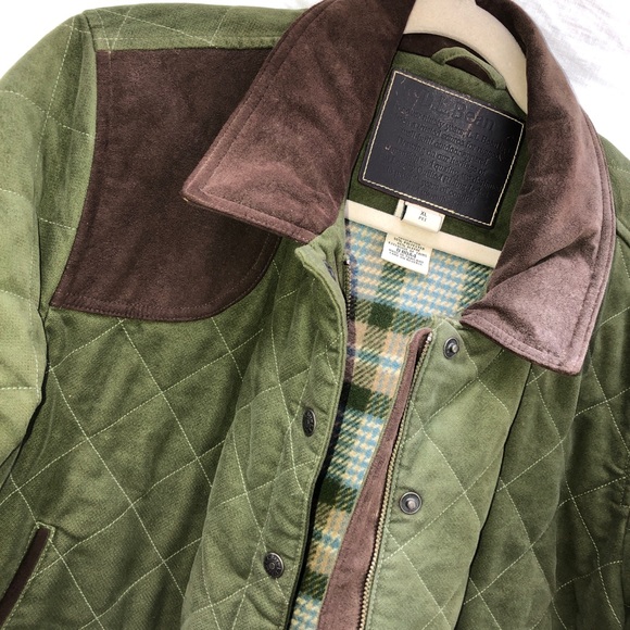LL Bean spectacular Up Country Waxed Cotton green quilted brown jkt ASNEW - Picture 5 of 7
